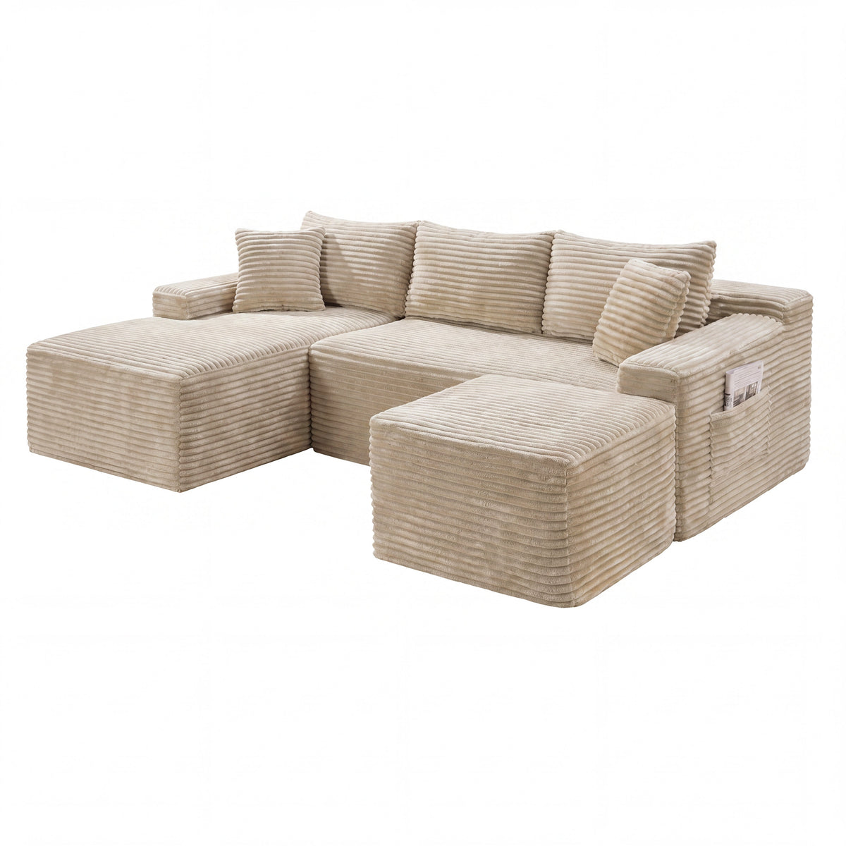 106.3" U-Shaped Cloud Sectional Sofa with Deep Seat,No Assembly Required,Modular Couches Sleeper for Living Room,Bedroom,Apartment - Sonkuki