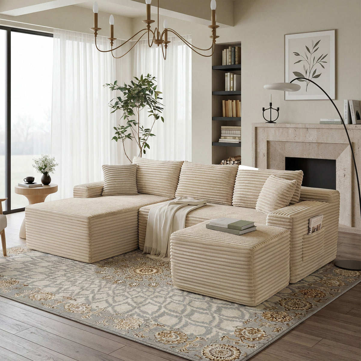 106.3" U-Shaped Cloud Sectional Sofa with Deep Seat,No Assembly Required,Modular Couches Sleeper for Living Room,Bedroom,Apartment - Sonkuki