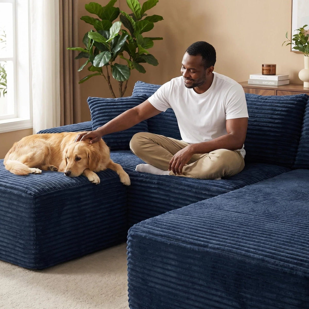 106.3" U-Shaped Cloud Sectional Sofa with Deep Seat,No Assembly Required,Modular Couches Sleeper for Living Room,Bedroom,Apartment - Sonkuki