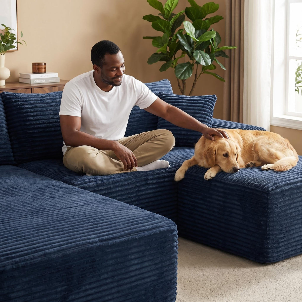 106.3" U-Shaped Cloud Sectional Sofa with Deep Seat,No Assembly Required,Modular Couches Sleeper for Living Room,Bedroom,Apartment - Sonkuki