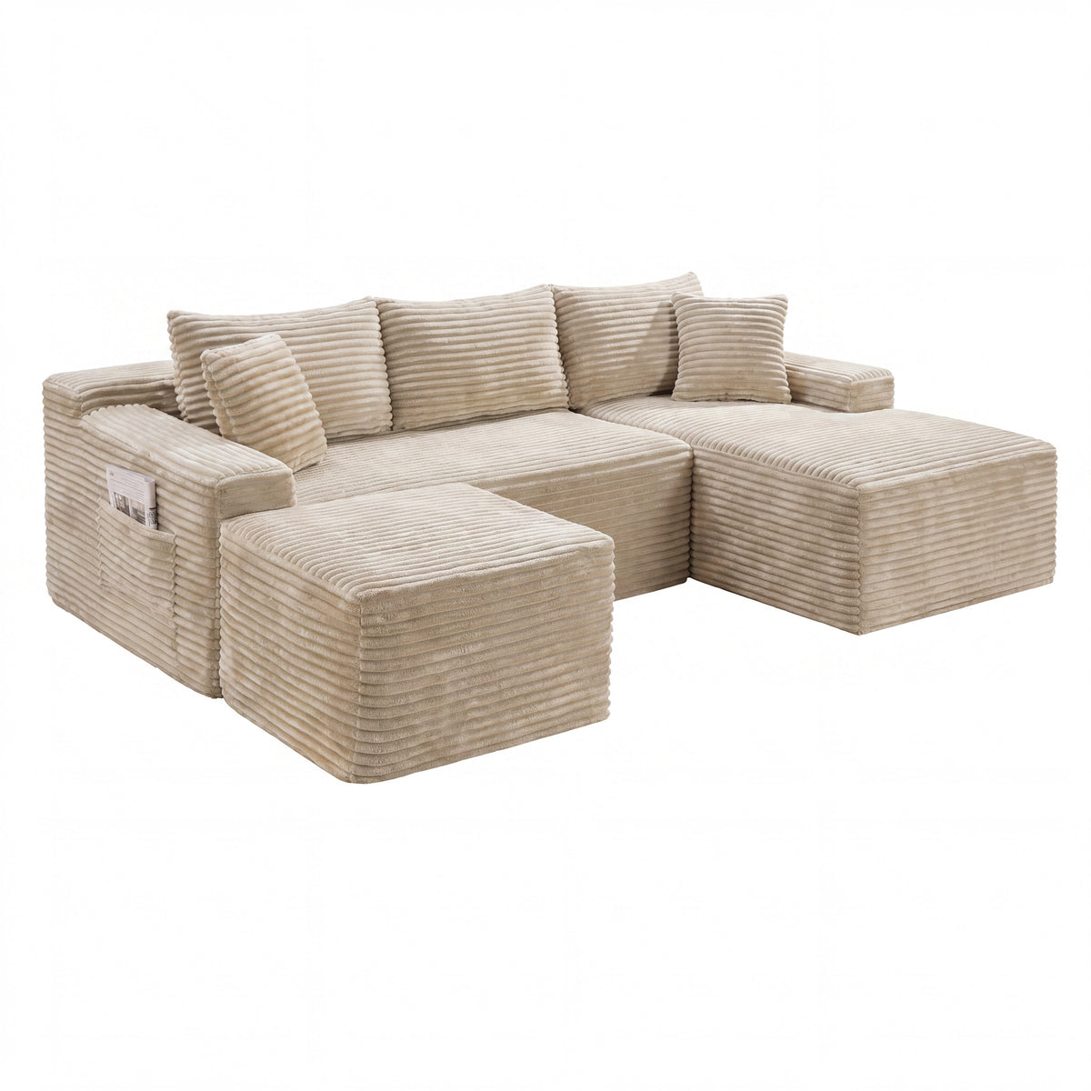 106.3" U-Shaped Cloud Sectional Sofa with Deep Seat,No Assembly Required,Modular Couches Sleeper for Living Room,Bedroom,Apartment - Sonkuki