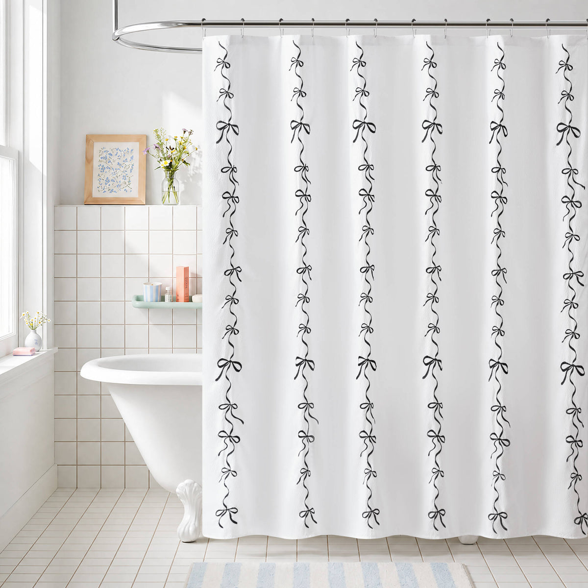 13 PCS Addison Bowed Shower Curtain Set - Sonkuki