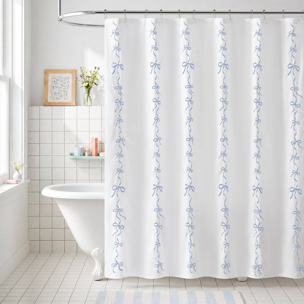 13 PCS Addison Bowed Shower Curtain Set - Sonkuki