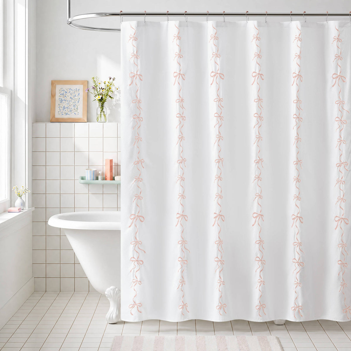 13 PCS Addison Bowed Shower Curtain Set - Sonkuki