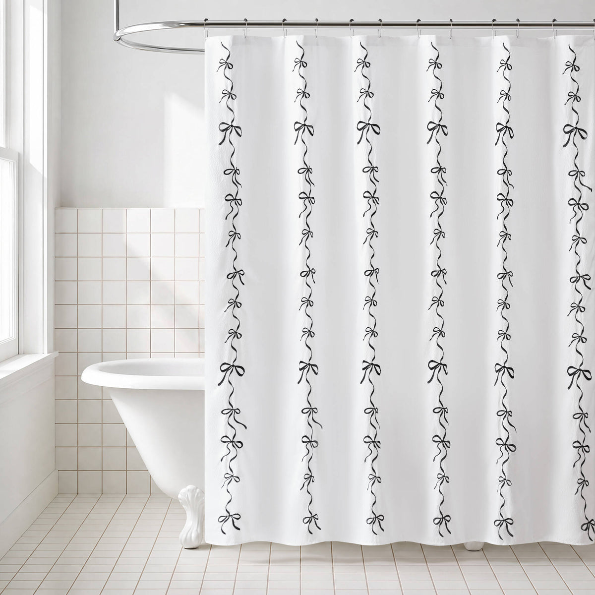 13 PCS Addison Bowed Shower Curtain Set - Sonkuki