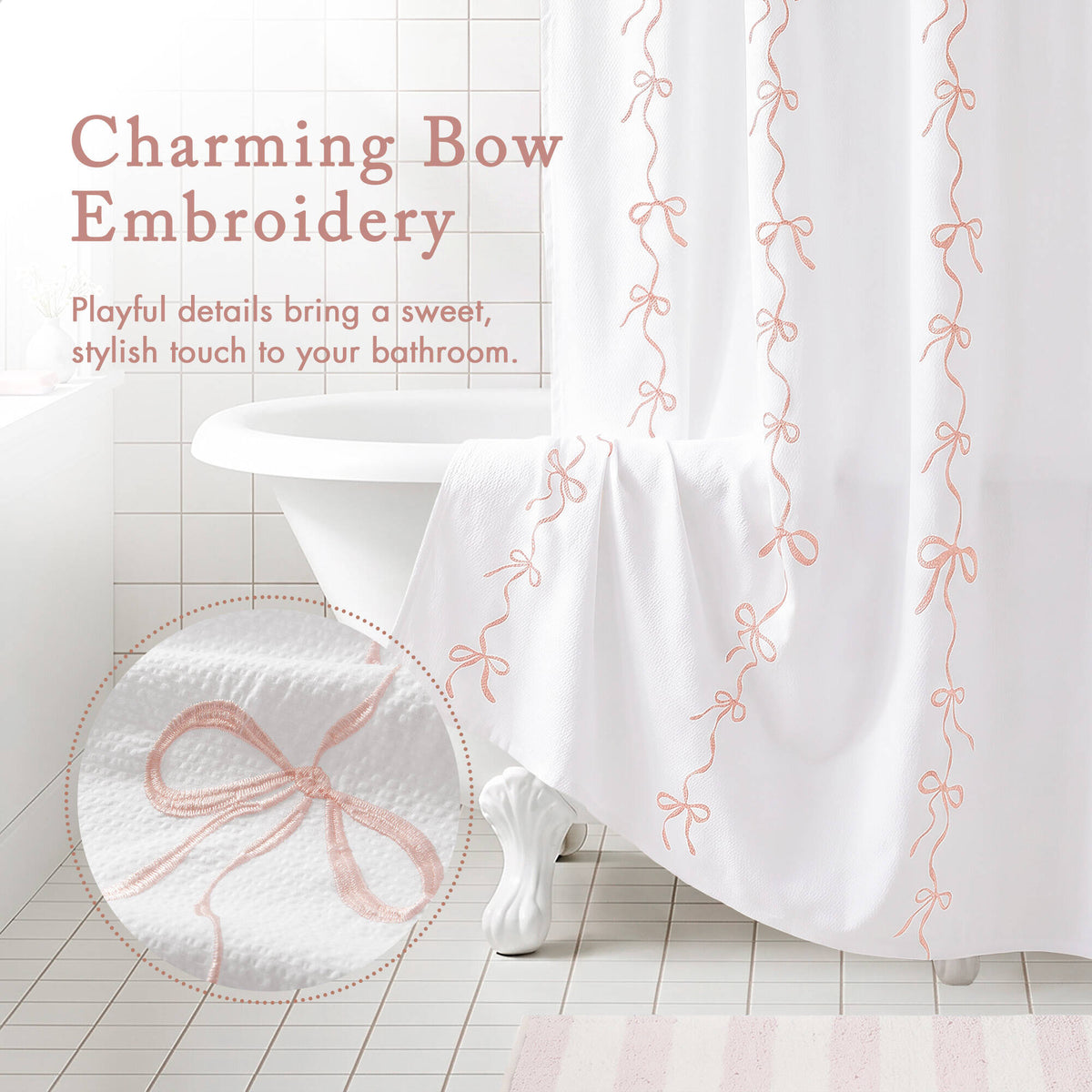 13 PCS Addison Bowed Shower Curtain Set - Sonkuki