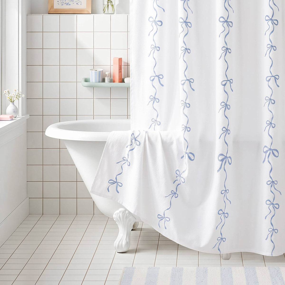 13 PCS Addison Bowed Shower Curtain Set - Sonkuki