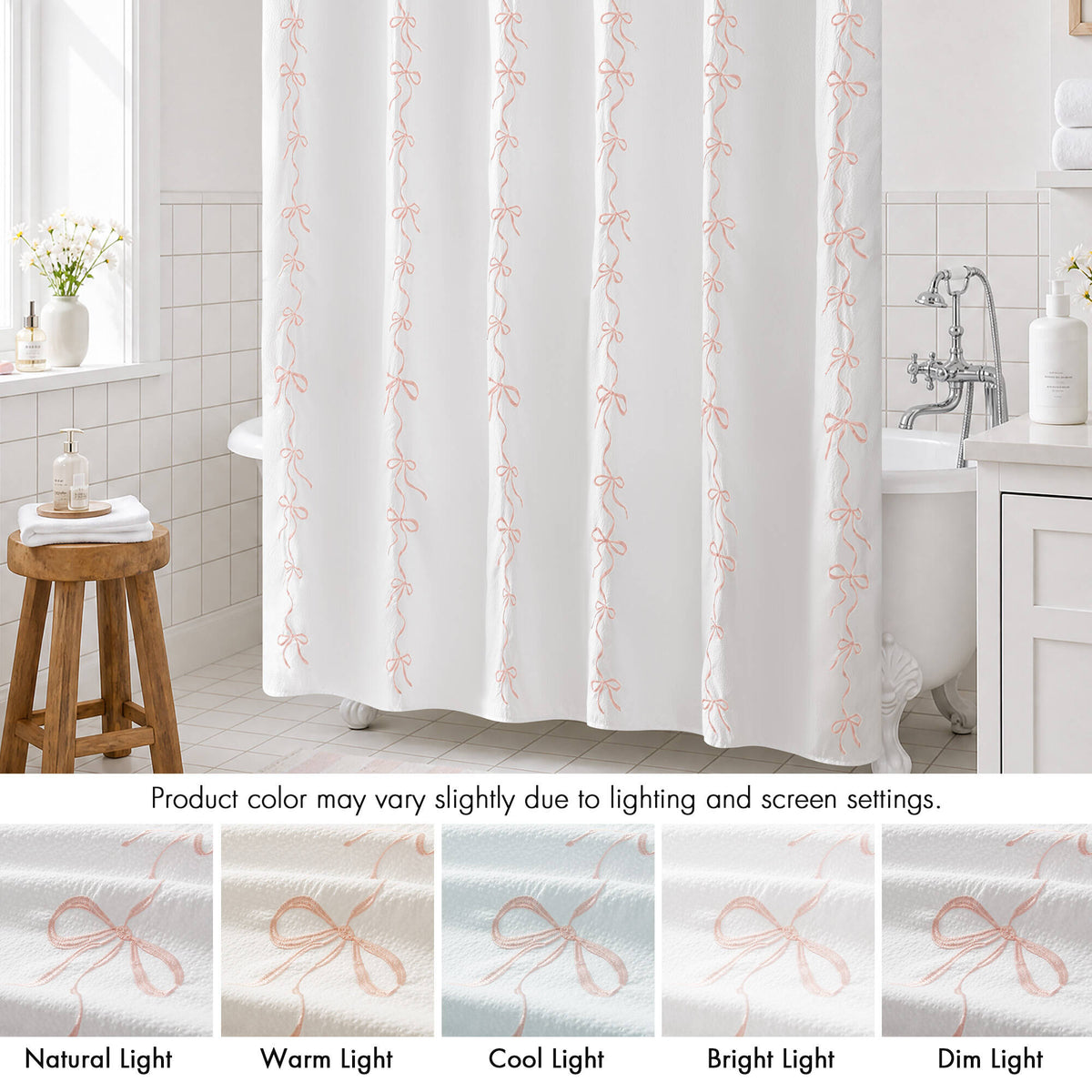 13 PCS Addison Bowed Shower Curtain Set - Sonkuki