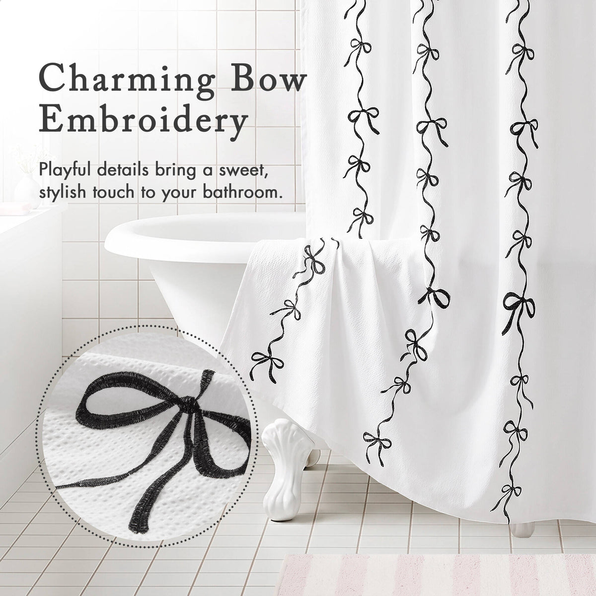 13 PCS Addison Bowed Shower Curtain Set - Sonkuki