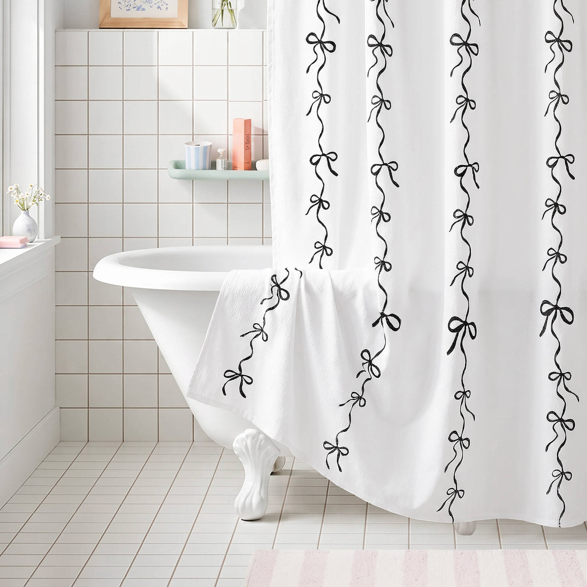 13 PCS Addison Bowed Shower Curtain Set - Sonkuki
