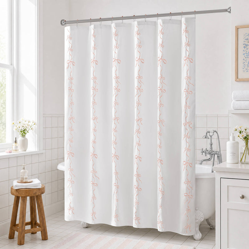 13 PCS Addison Bowed Shower Curtain Set - Sonkuki