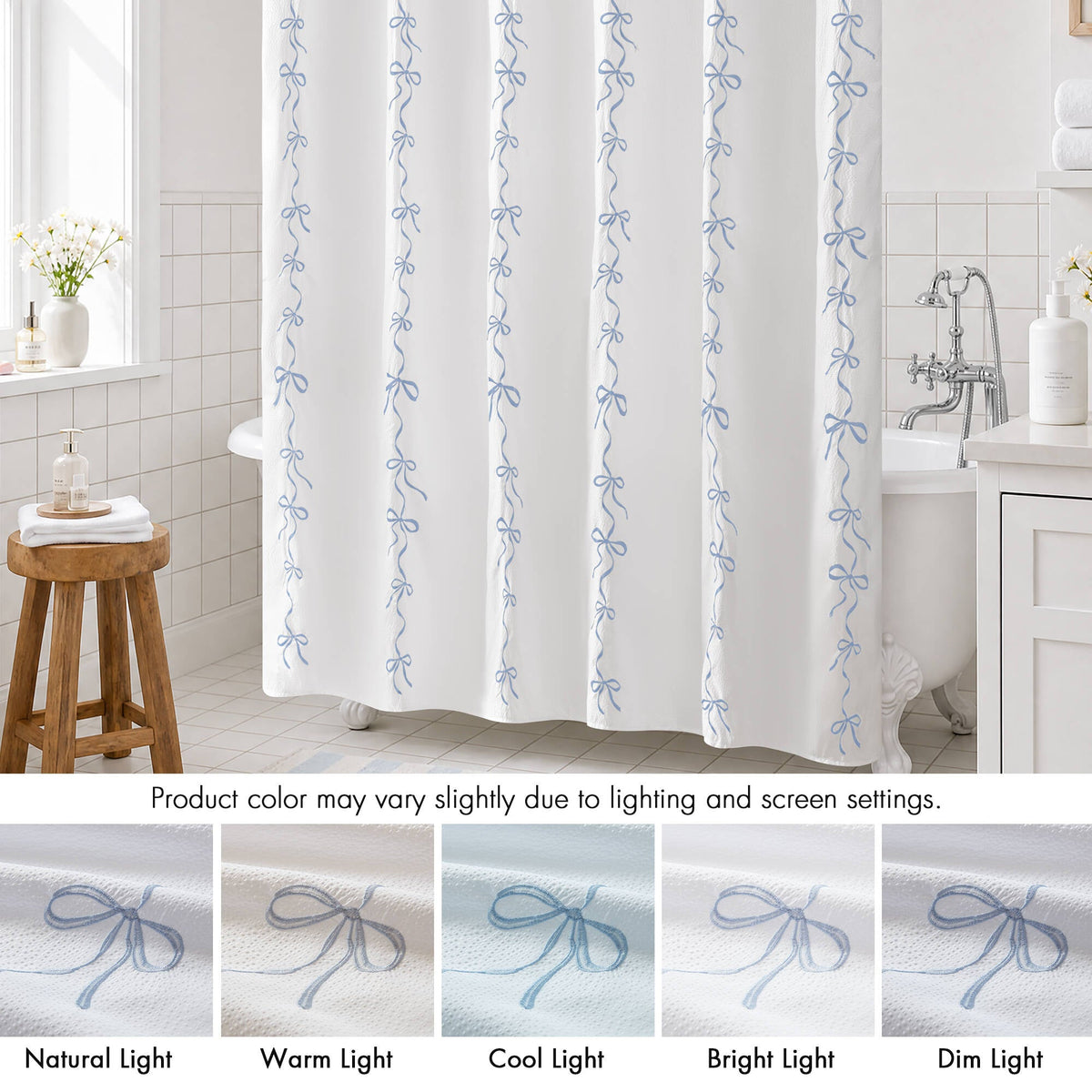 13 PCS Addison Bowed Shower Curtain Set - Sonkuki