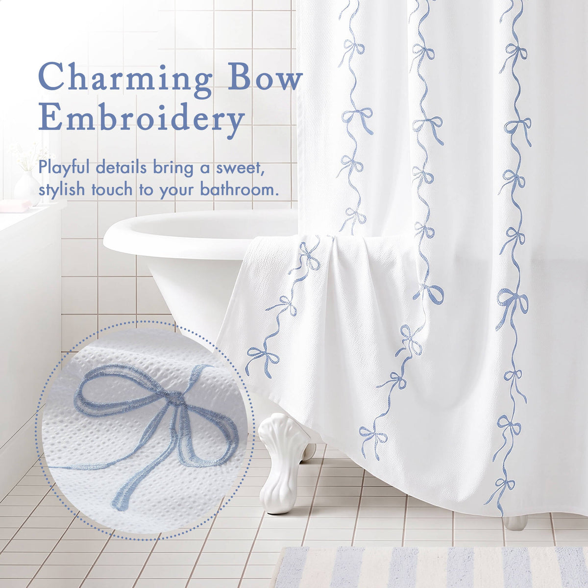 13 PCS Addison Bowed Shower Curtain Set - Sonkuki