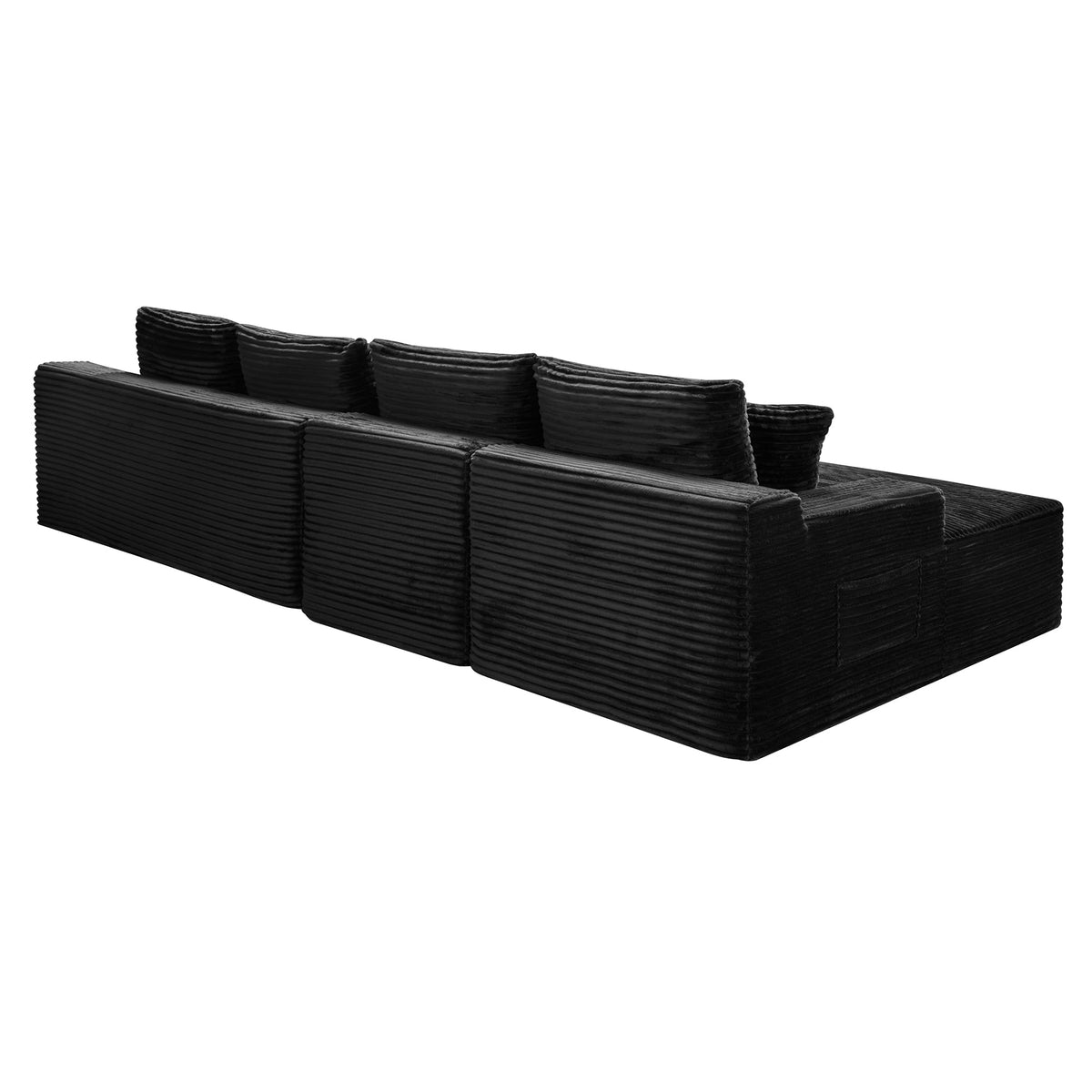 135.4" Upholstered Sectional Sofa, Corduroy Modular Floor Sofa with 2 Accent Pillows for Living Room - Sonkuki