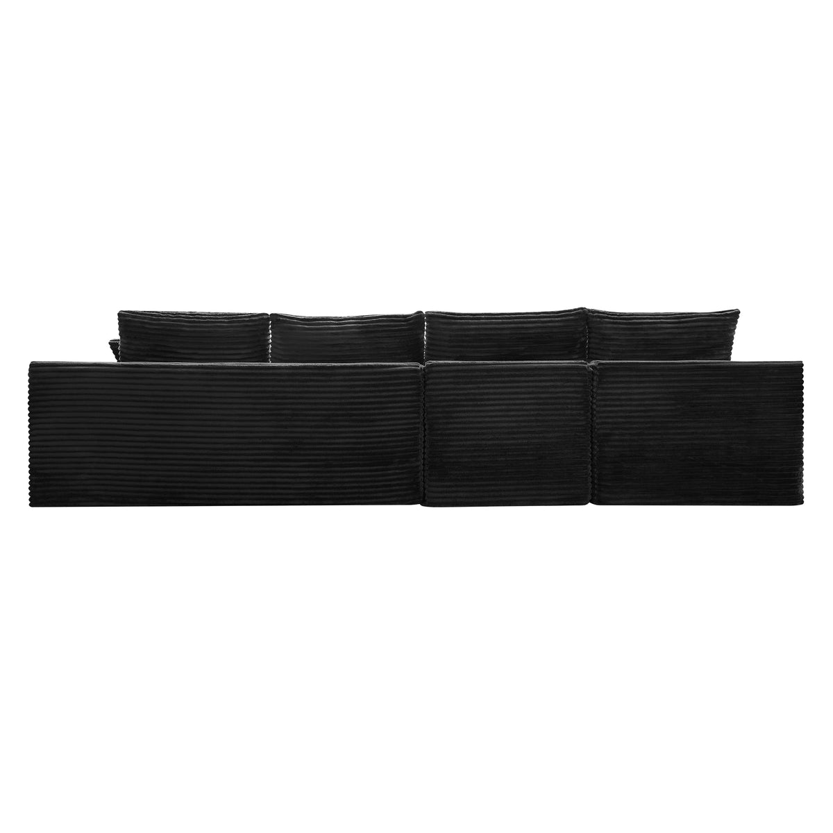 135.4" Upholstered Sectional Sofa, Corduroy Modular Floor Sofa with 2 Accent Pillows for Living Room - Sonkuki