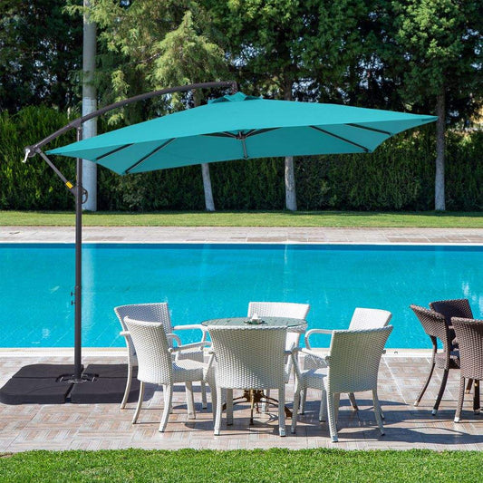 SONKUKI 8.2 x 8.2ft. Square Patio Offset Umbrellas With Base - Sonkuki