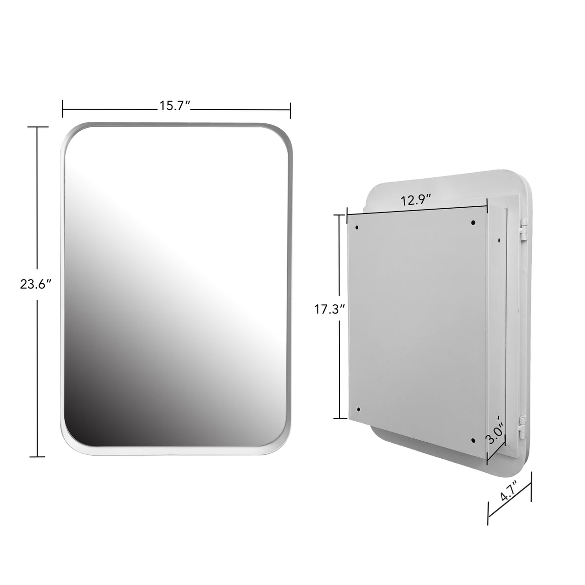 16x24 Inch Recessed Metal Framed Medicine Cabinet with Mirror - Sonkuki