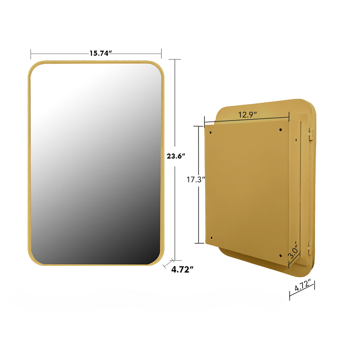 16x24 Inch Recessed Metal Framed Medicine Cabinet with Mirror - Sonkuki