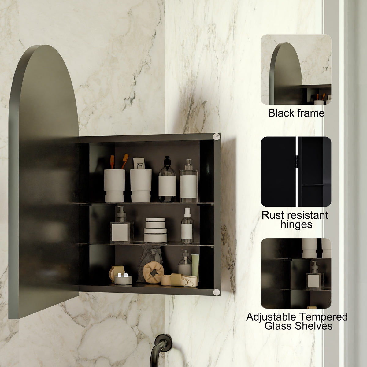 18x24 Inch Metal Corner Medicine Cabinet - Sonkuki