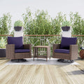 SONKUKI 3-Piece Patio Sofa Set Brown Rattan Swivel Rocking Chair Set Coffee Table Suiting Backyard, Poolside and Patio.