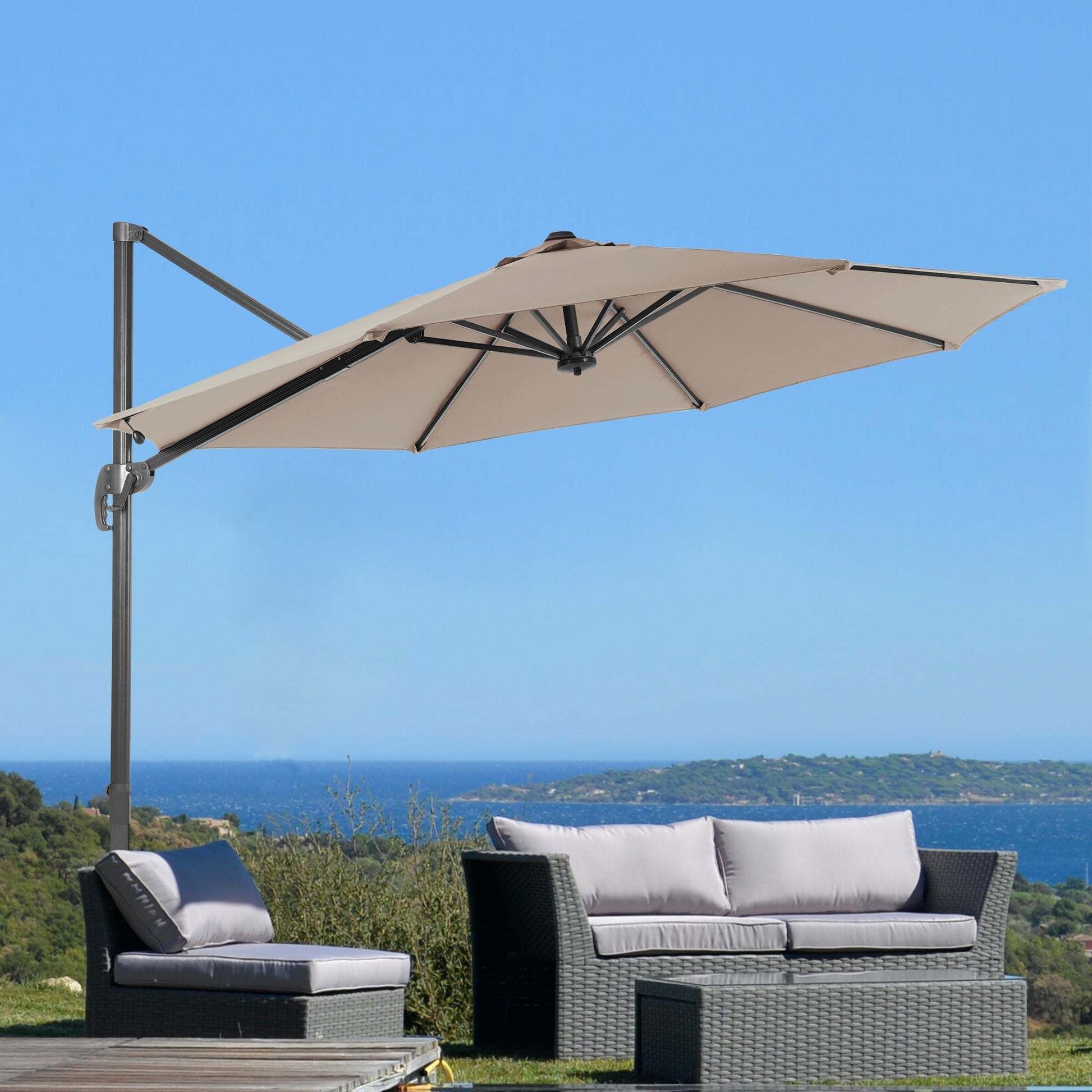 SONKUKI 10ft Patio Cantilever Umbrella Standard.