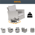 SONKUKI 3-Piece Patio Sofa Set Gray Rattan Swivel Rocking Chair For Backyard.