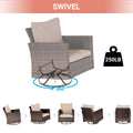 SONKUKI 3-Piece Patio Sofa Set Brown Rattan Swivel Rocking Chair Set Coffee Table Suiting Backyard, Poolside and Patio.