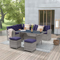 SONKUKI 5-Piece Patio Dining Sofa Set Widened Back and Arm PE Rattan Outdoor Furniture Set Suiting Backyard, Poolside and Patio.