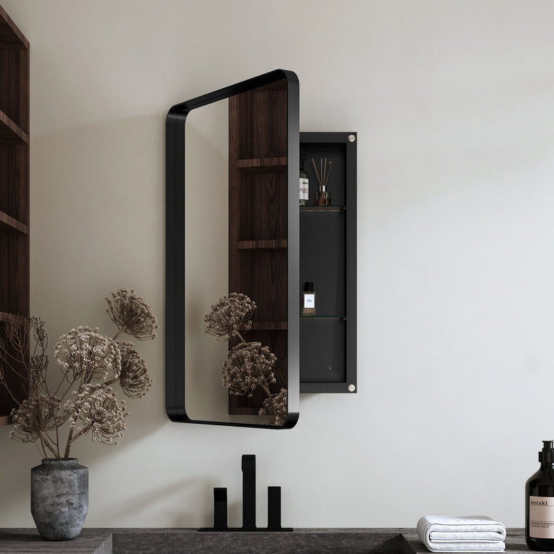 20x30 Inch Recessed Metal Framed Medicine Cabinet with Mirror - Sonkuki