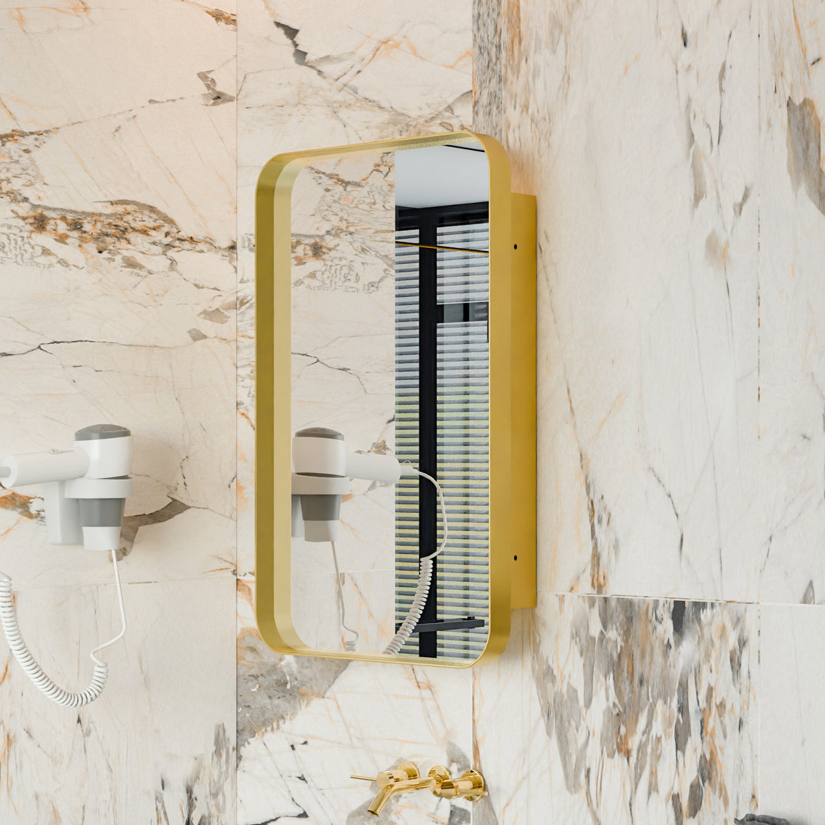 20x30 Inch Recessed Metal Framed Medicine Cabinet with Mirror - Sonkuki