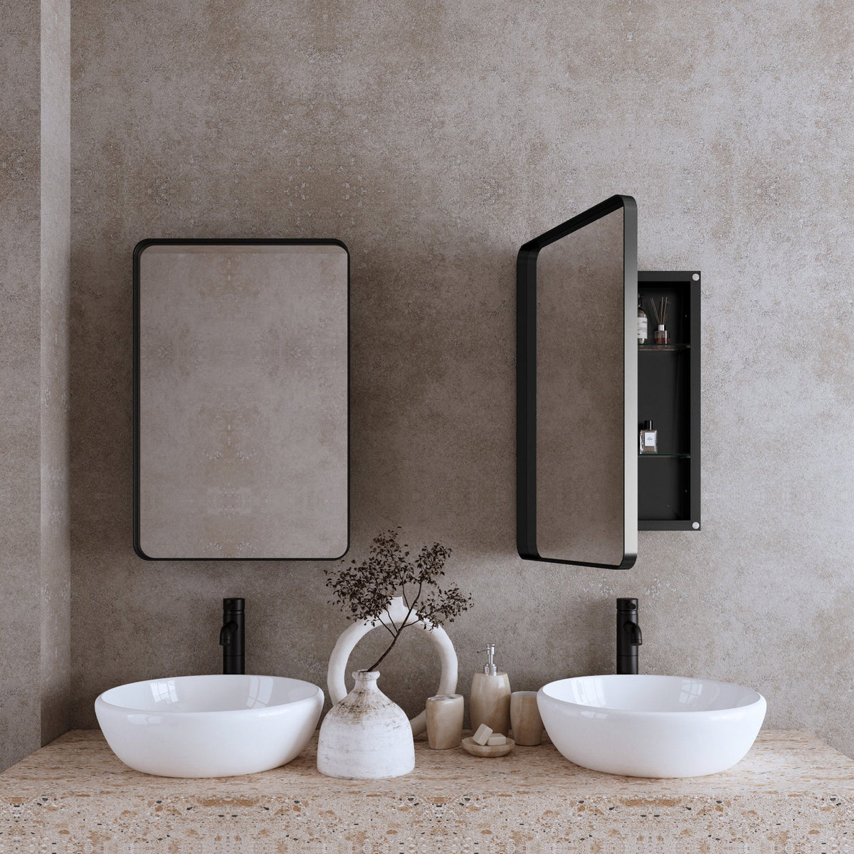 20x30 Inch Recessed Metal Framed Medicine Cabinet with Mirror - Sonkuki