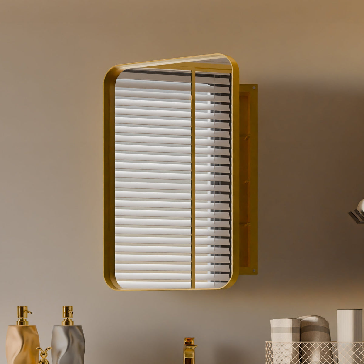 20x30 Inch Recessed Metal Framed Medicine Cabinet with Mirror - Sonkuki