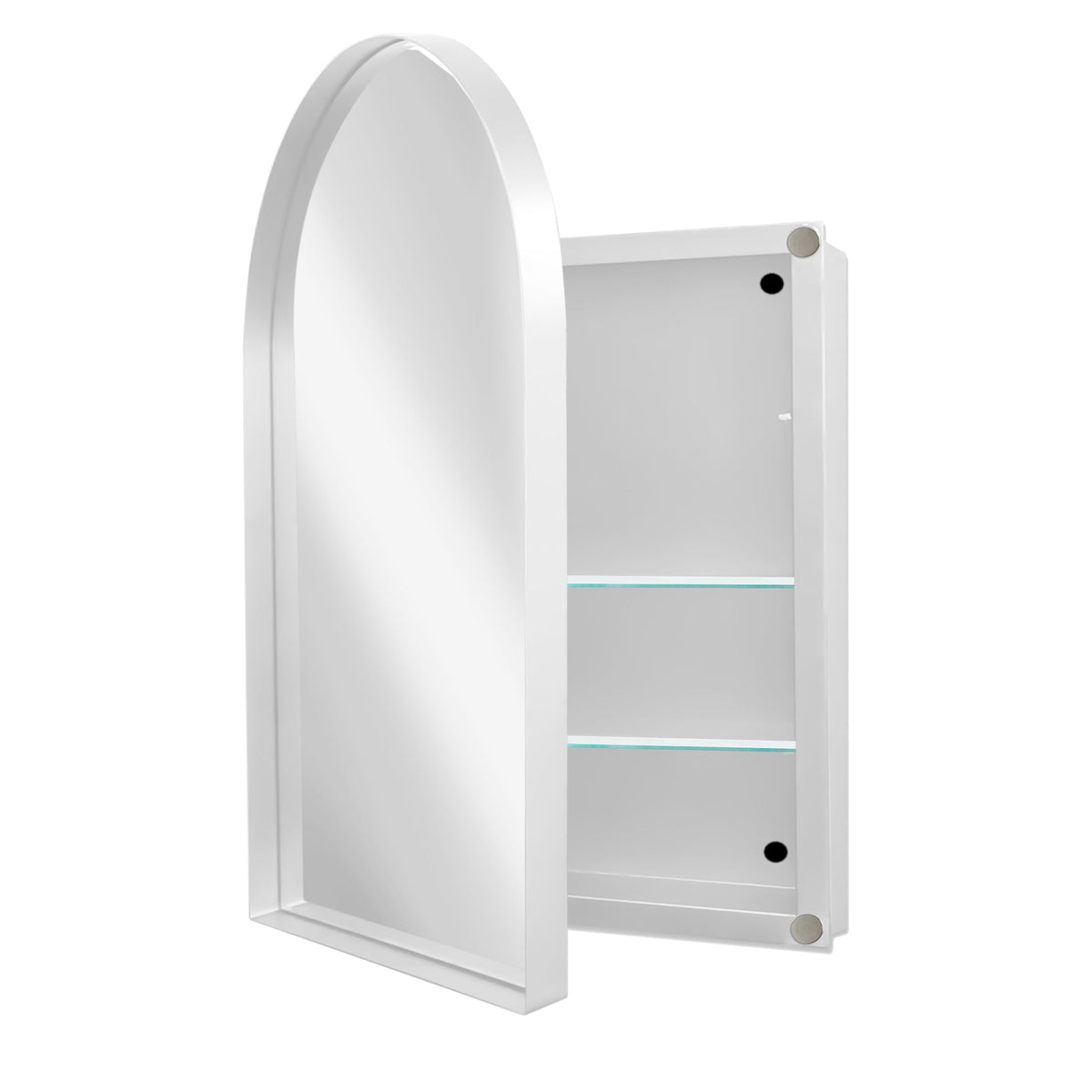 24x36 Inch Arched Recessed Medicine Cabinet, Metal Framed Bathroom Wall Cabinet - Sonkuki