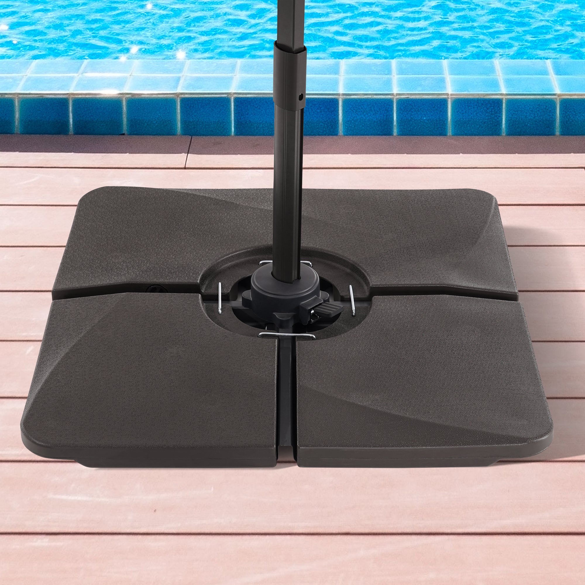 Sonkuki HDPE 200LBS Patio Offset Umbrella Base Filled With Sand or Water, Dark Brown