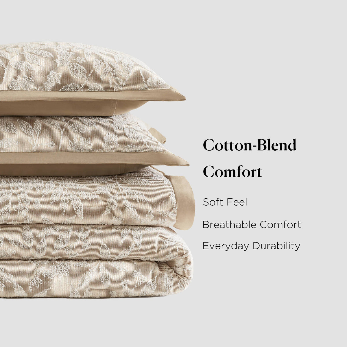 3 PCS Cotton Blend Botanical Jacquard Comforter Set - Sonkuki