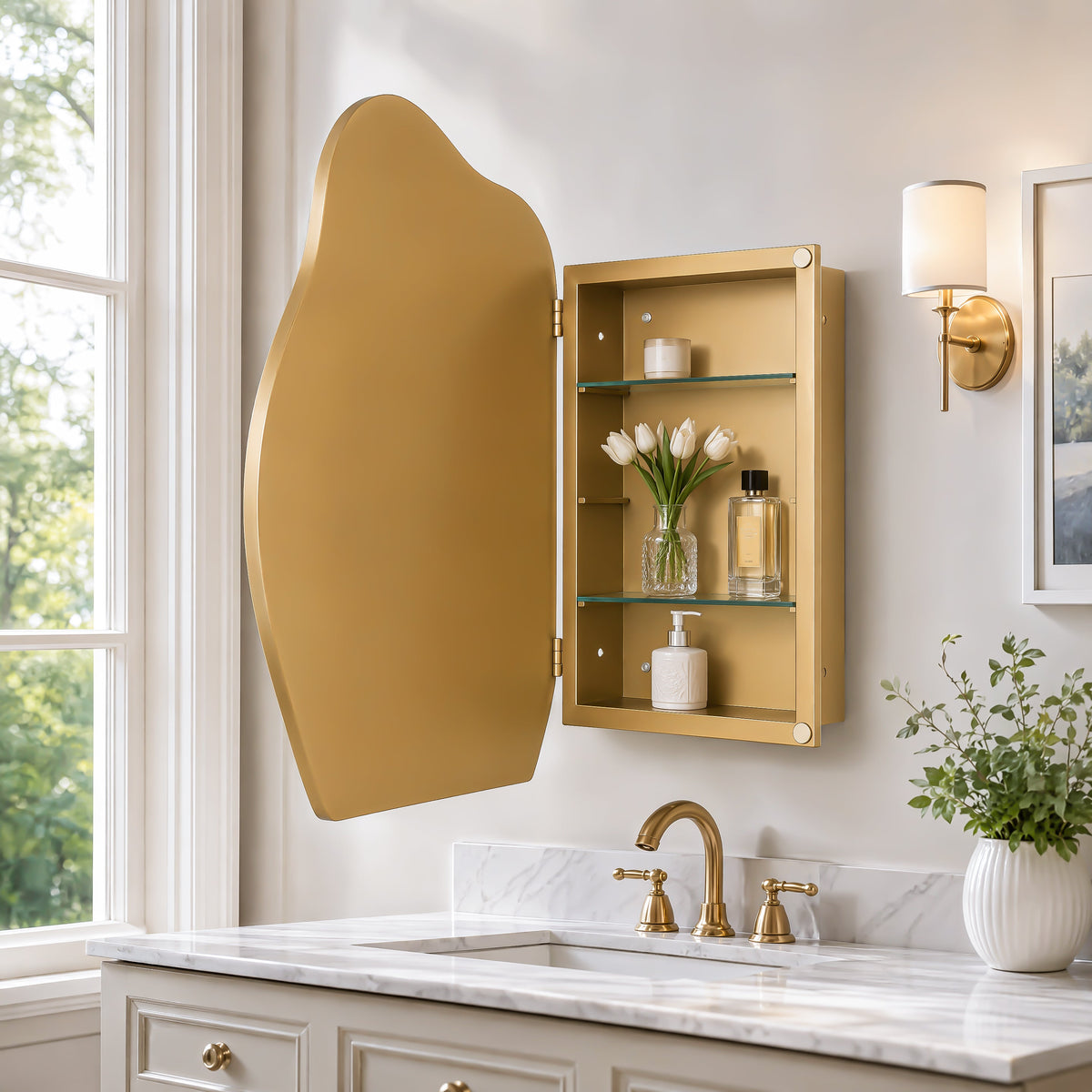 33.5"x22" Irregular Cloud-shaped Surface Mount Medicine Cabinet - Sonkuki