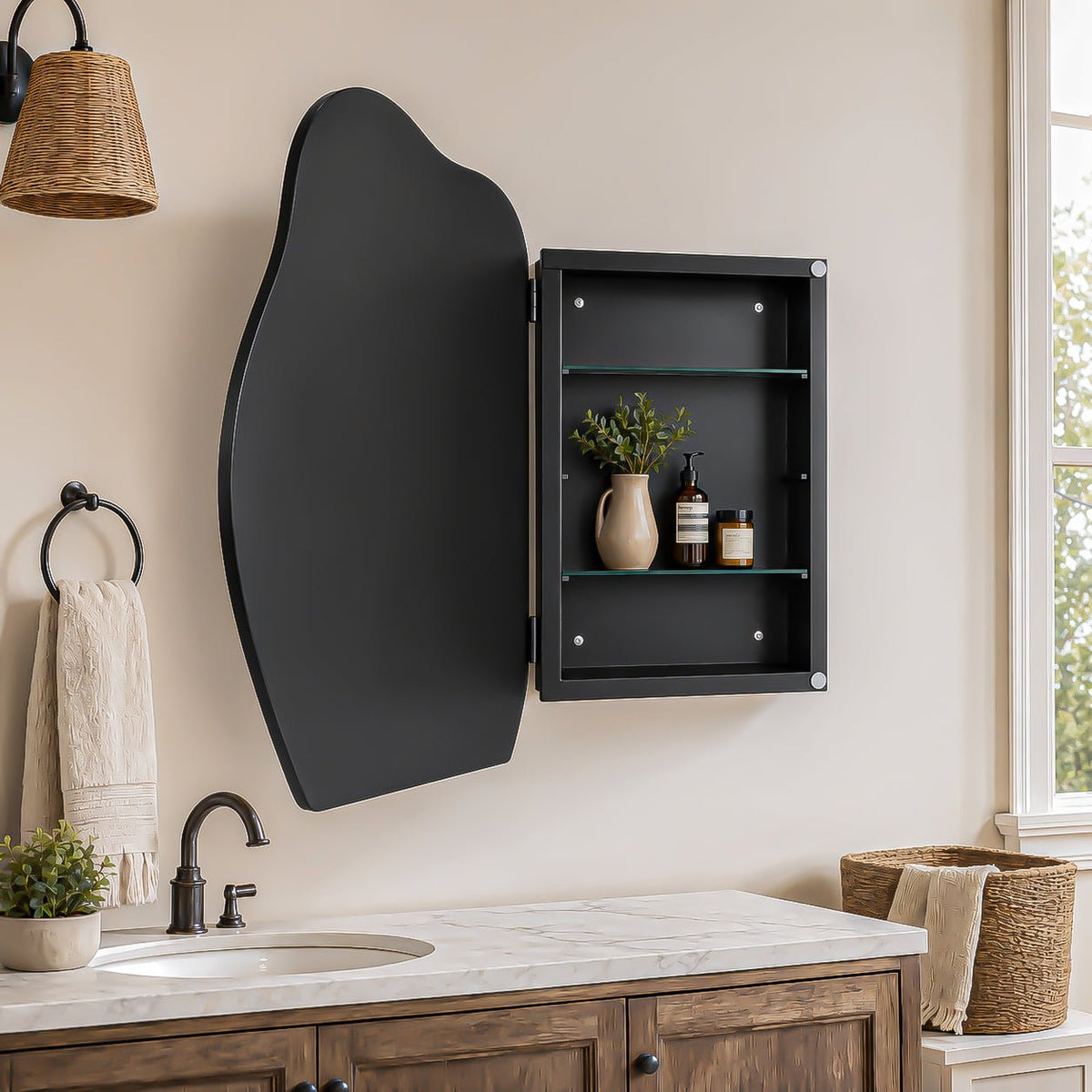 33.5"x22" Irregular Cloud-shaped Surface Mount Medicine Cabinet - Sonkuki