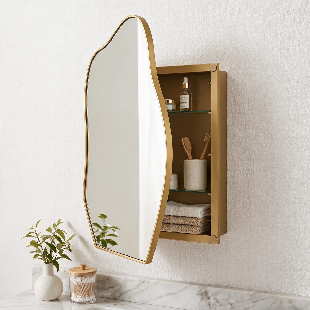 33.5"x22" Irregular Cloud-shaped Surface Mount Medicine Cabinet - Sonkuki