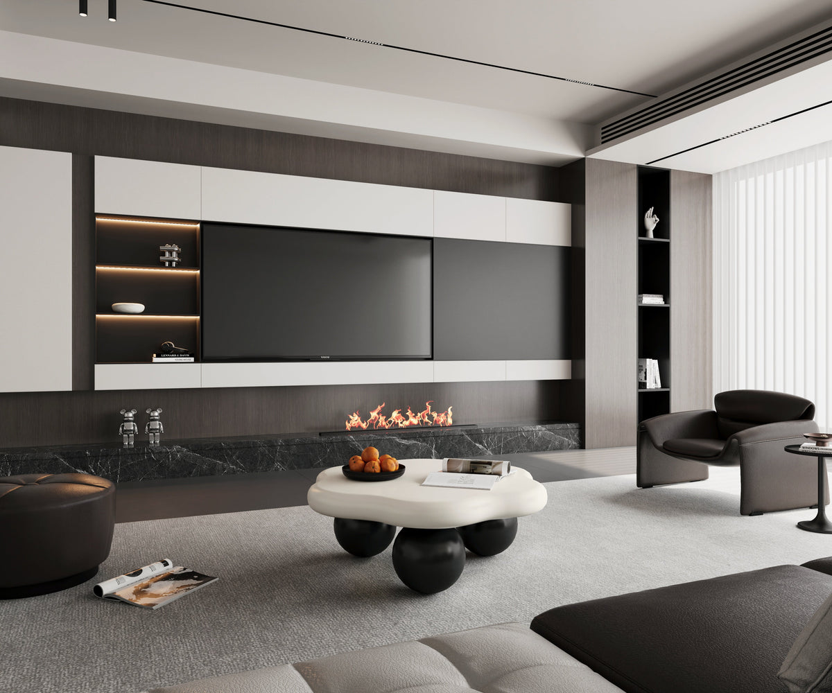 35" Cloud Shaped Coffee Table, Petal-Shaped Modern Minimalist Coffee Table with Spherical Legs - Sonkuki