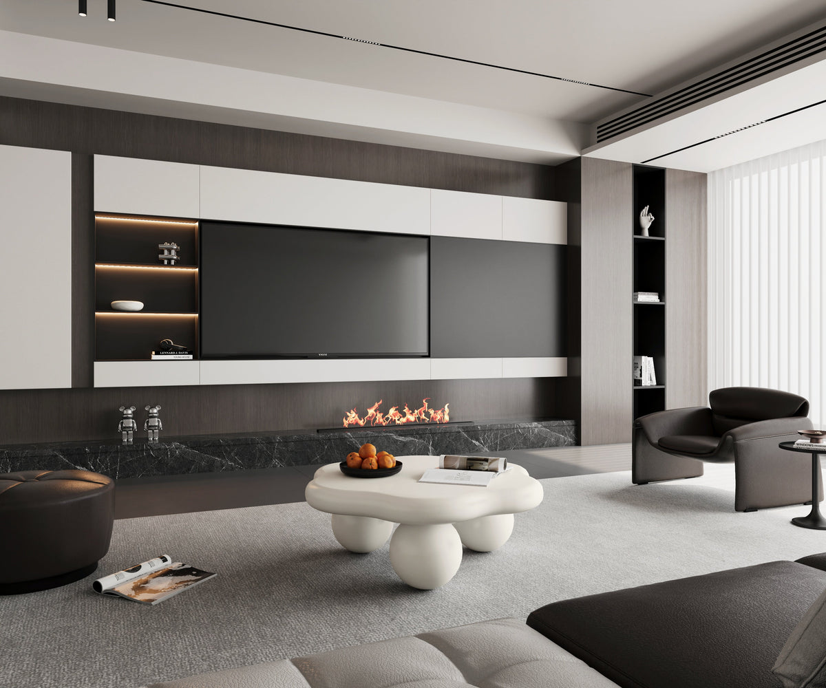 35" Cloud Shaped Coffee Table, Petal-Shaped Modern Minimalist Coffee Table with Spherical Legs - Sonkuki