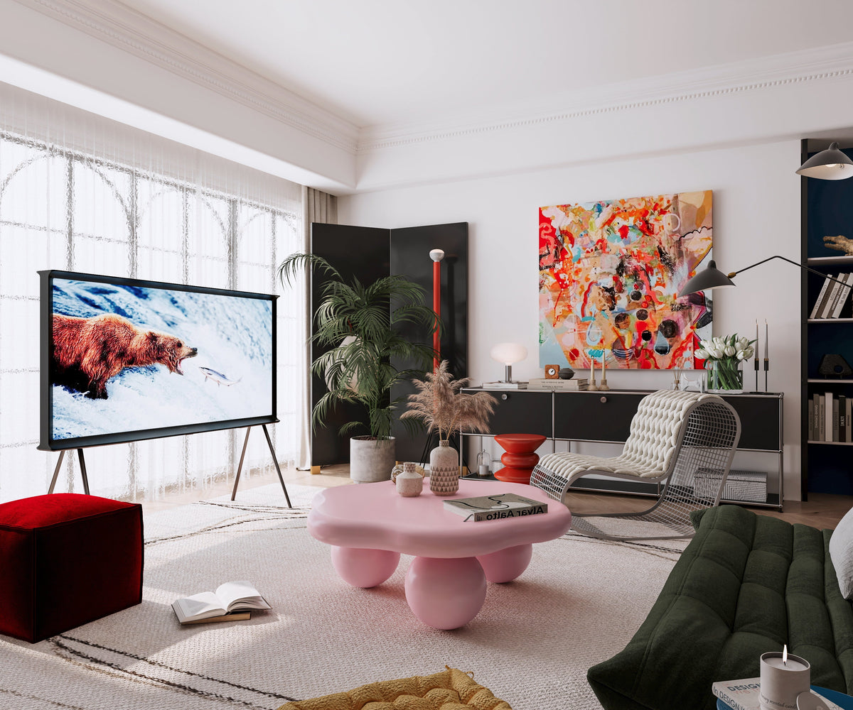 35" Cloud Shaped Coffee Table, Petal-Shaped Modern Minimalist Coffee Table with Spherical Legs - Sonkuki
