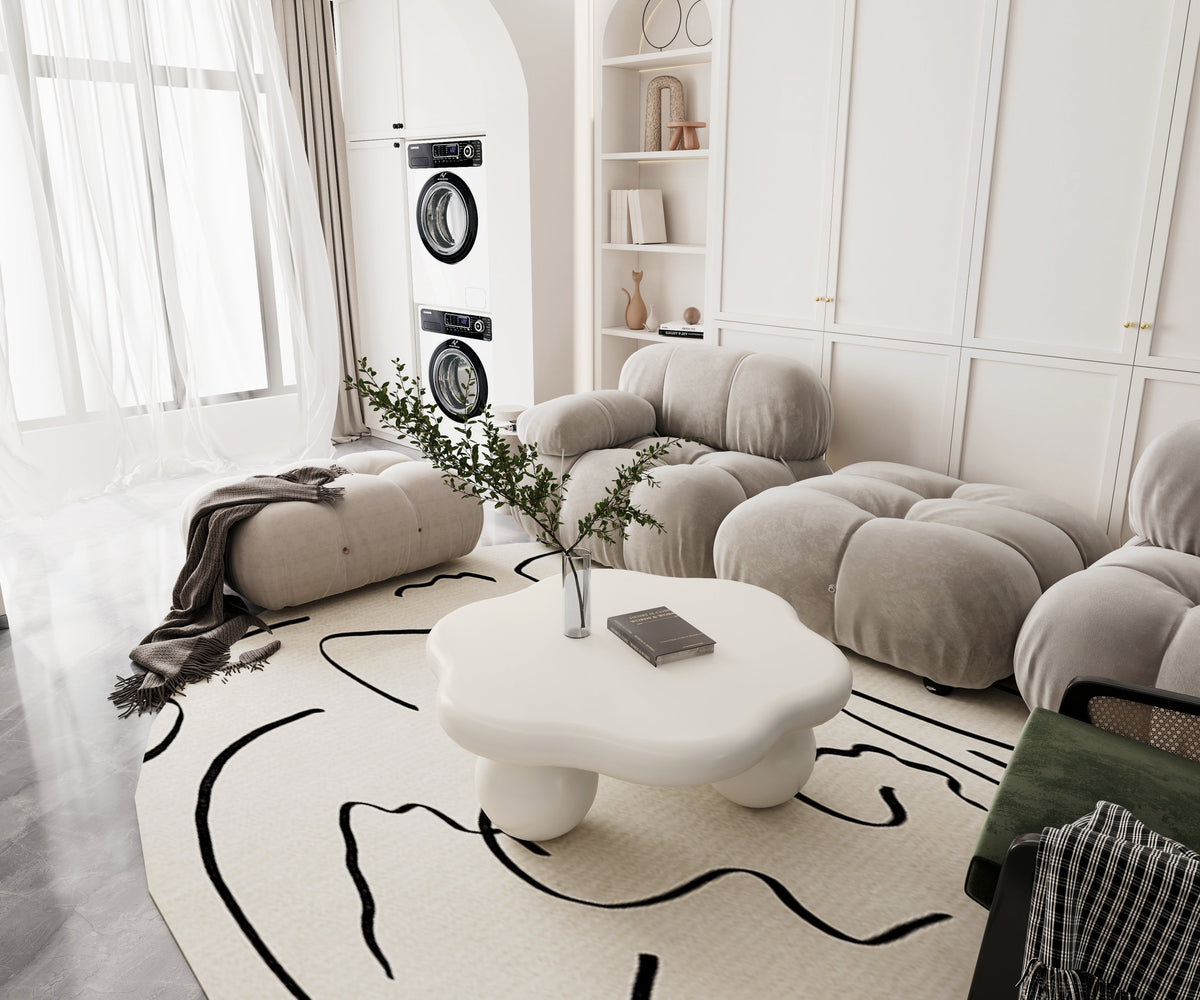 35" Cloud Shaped Coffee Table, Petal-Shaped Modern Minimalist Coffee Table with Spherical Legs - Sonkuki