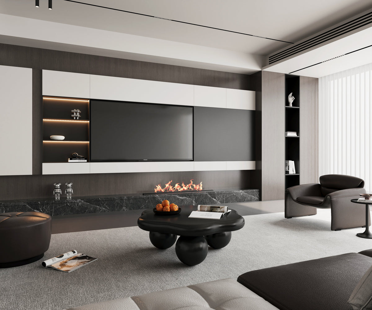 35" Cloud Shaped Coffee Table, Petal-Shaped Modern Minimalist Coffee Table with Spherical Legs - Sonkuki