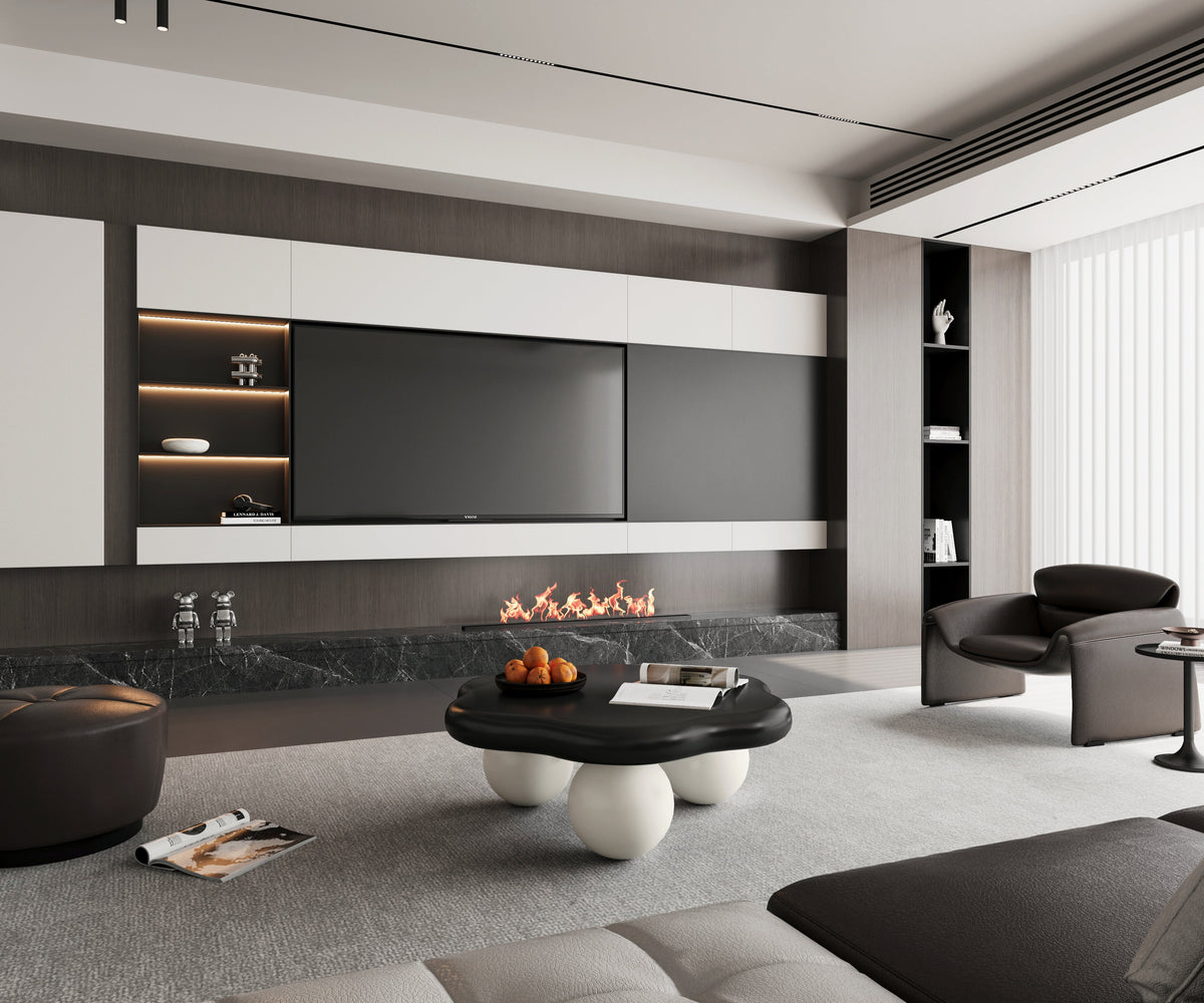 35" Cloud Shaped Coffee Table, Petal-Shaped Modern Minimalist Coffee Table with Spherical Legs - Sonkuki