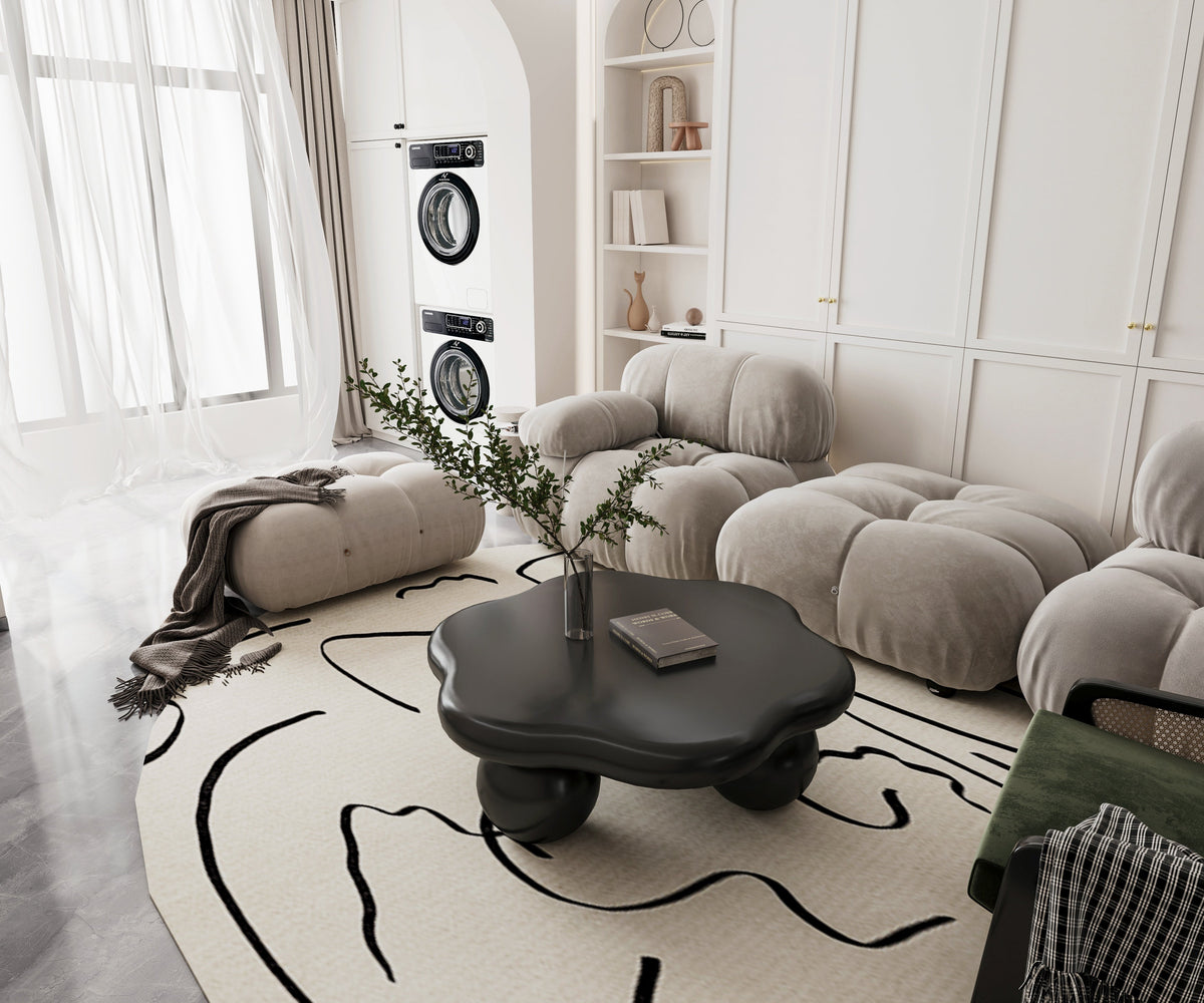 35" Cloud Shaped Coffee Table, Petal-Shaped Modern Minimalist Coffee Table with Spherical Legs - Sonkuki