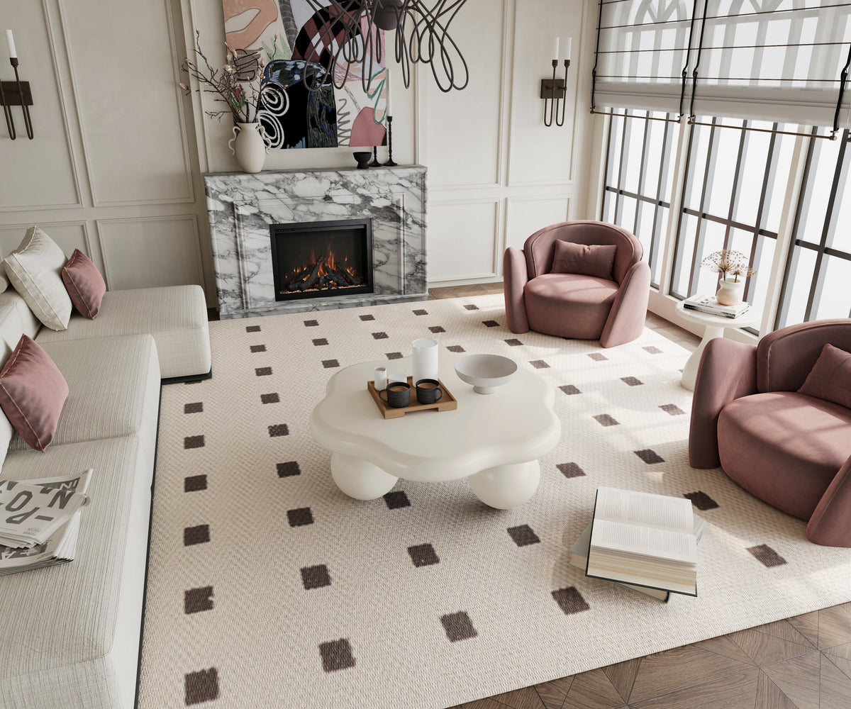 35" Cloud Shaped Coffee Table, Petal-Shaped Modern Minimalist Coffee Table with Spherical Legs - Sonkuki