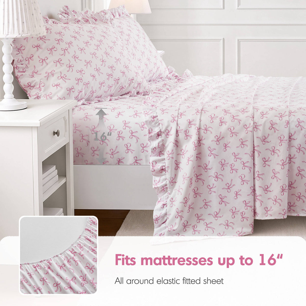 4 PCS MF Print Ruffled Hem Sheets - product image 107