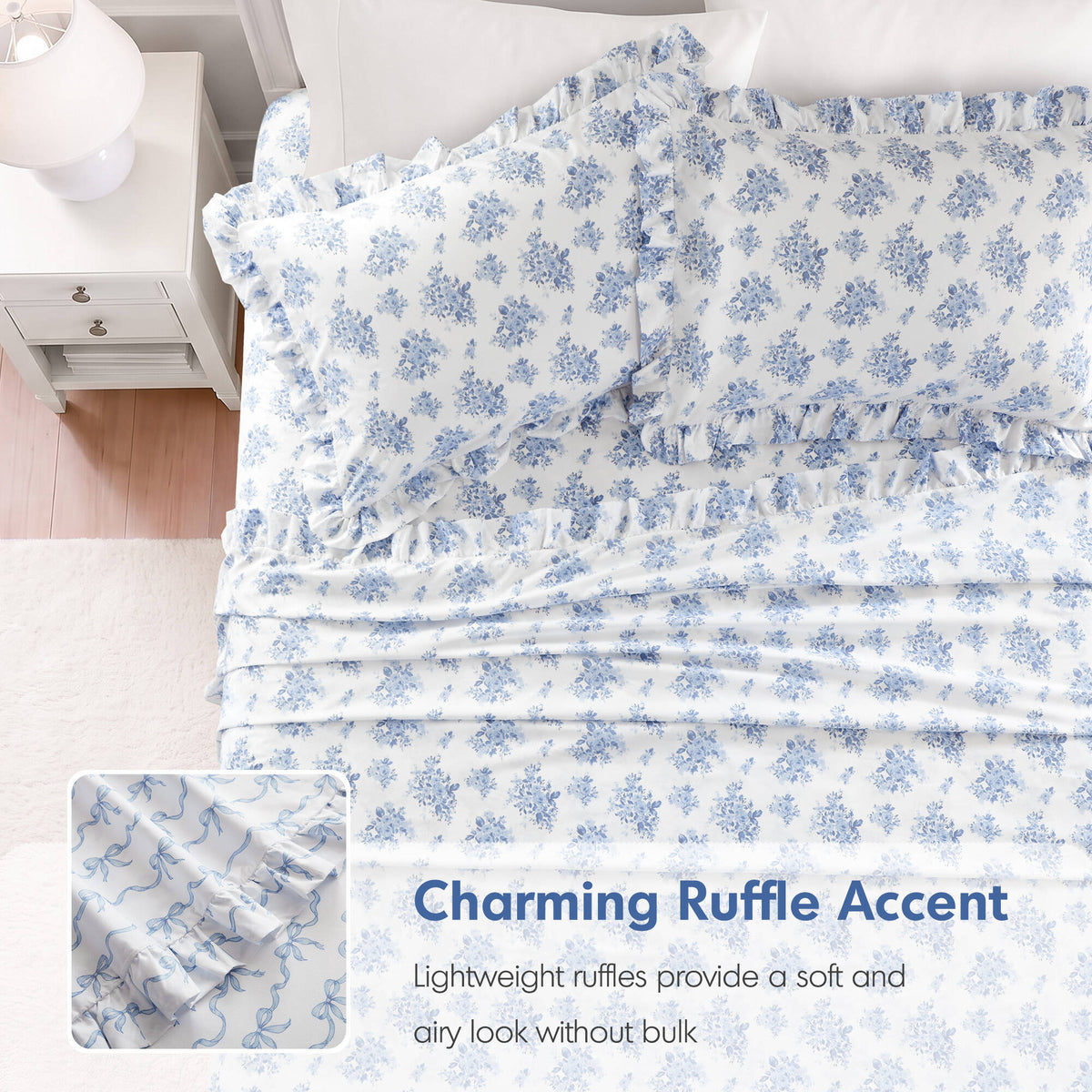 4 PCS MF Print Ruffled Hem Sheets - product image 152