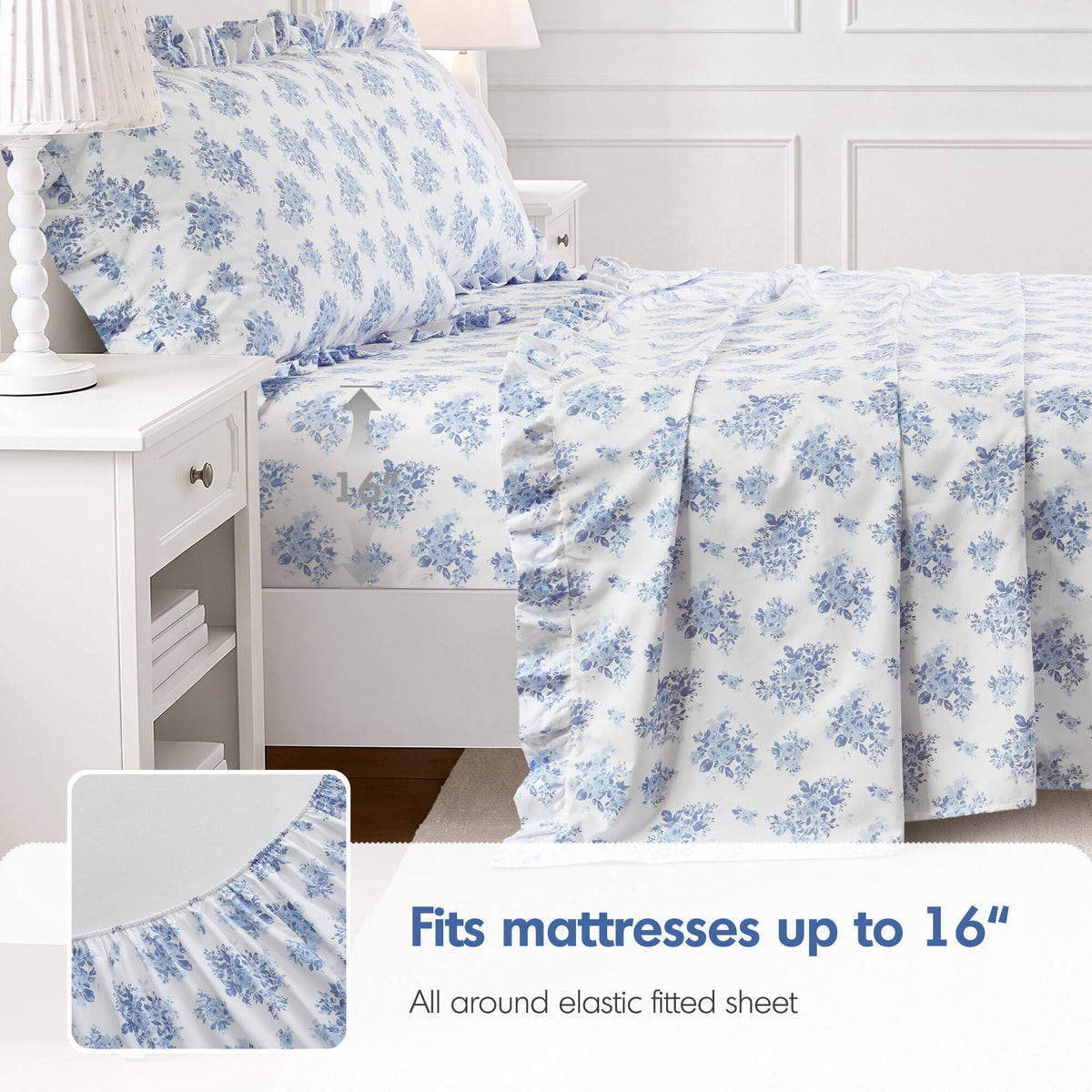 4 PCS MF Print Ruffled Hem Sheets - product image 153