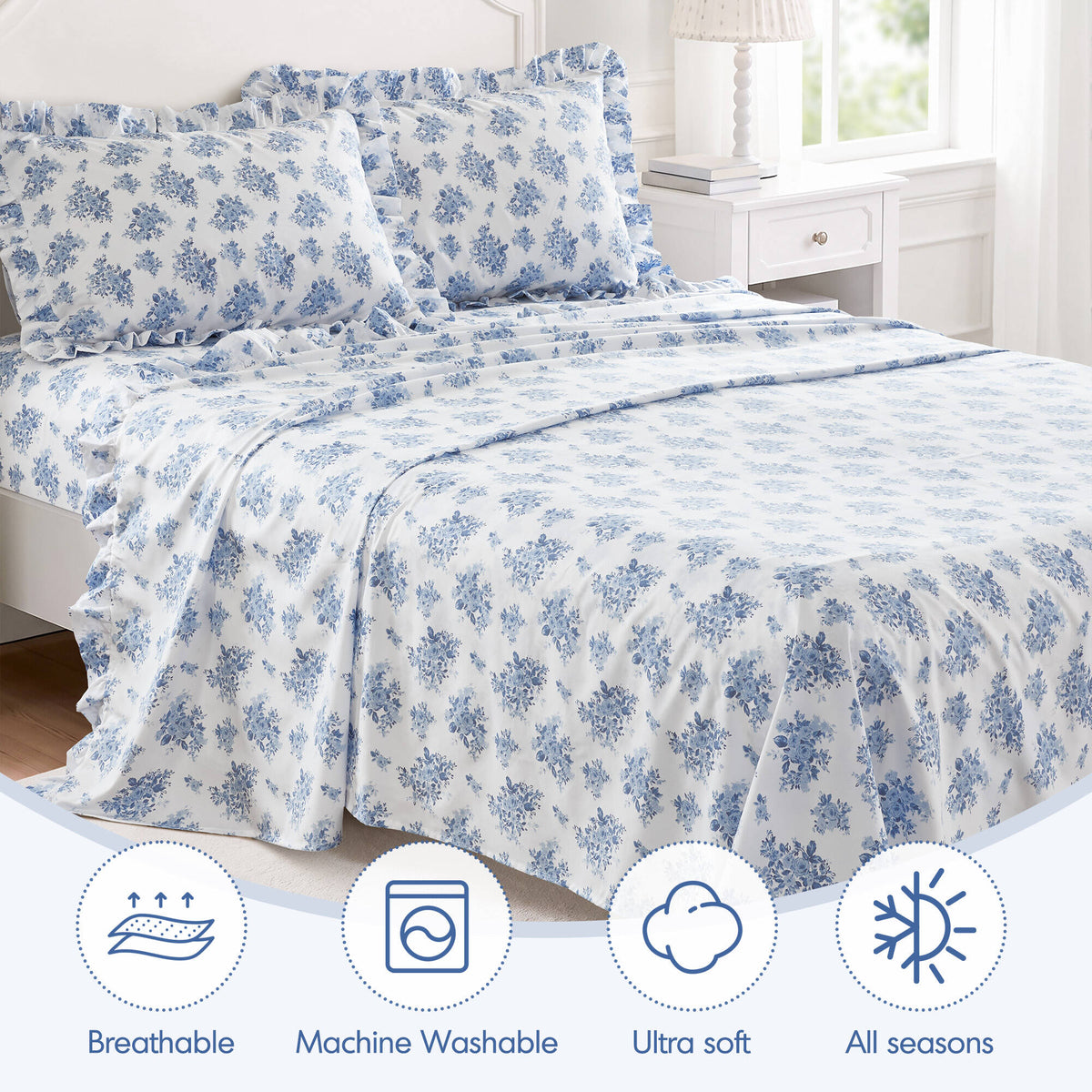 4 PCS MF Print Ruffled Hem Sheets - product image 169
